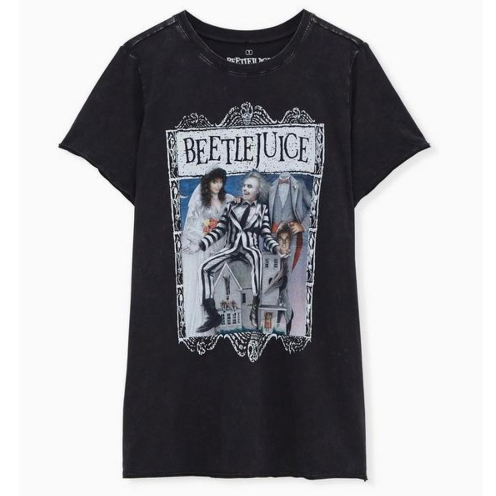Torrid Beetlejuice Classic Fit Crew Tee - Mineral Wash Black